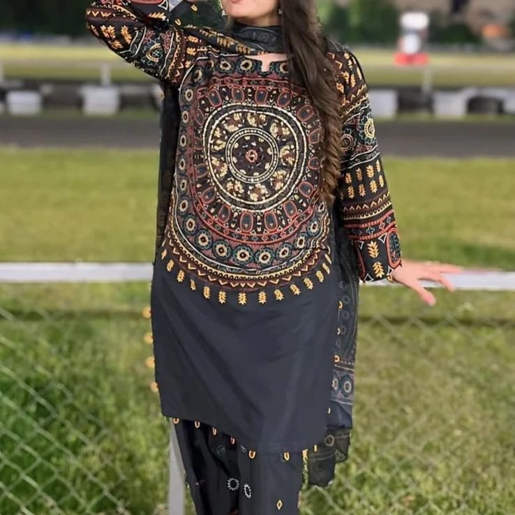 Khadi Black (Digital 2Pcs Stitched)