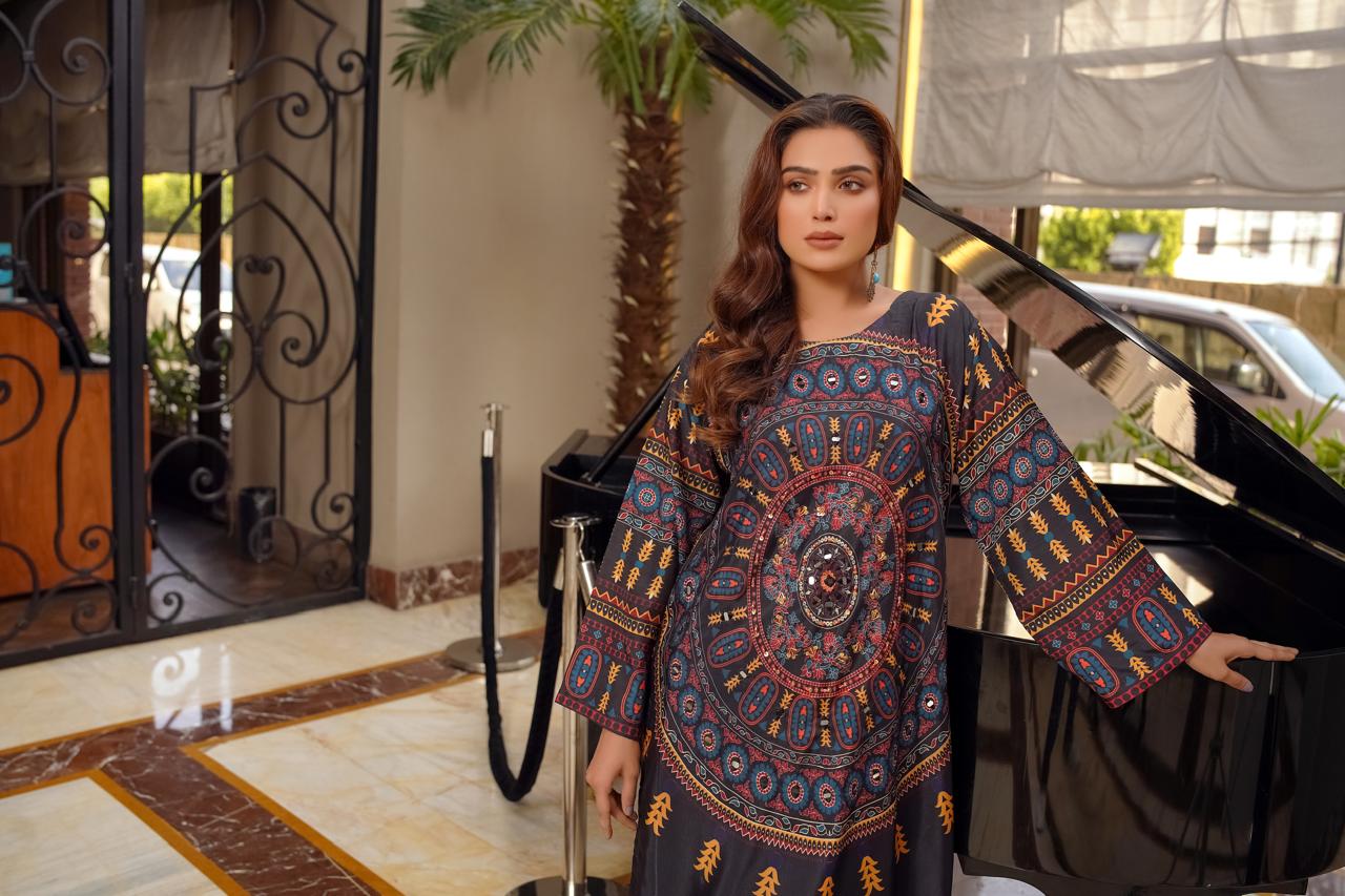 Khadi Black (Digital 2Pcs Stitched)