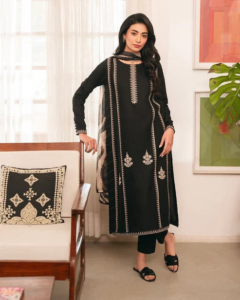 Afsheen Long Shirt (Embroided 3 PCs)