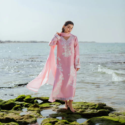 Rose Petal Embroidered (Stitched 3Pc)