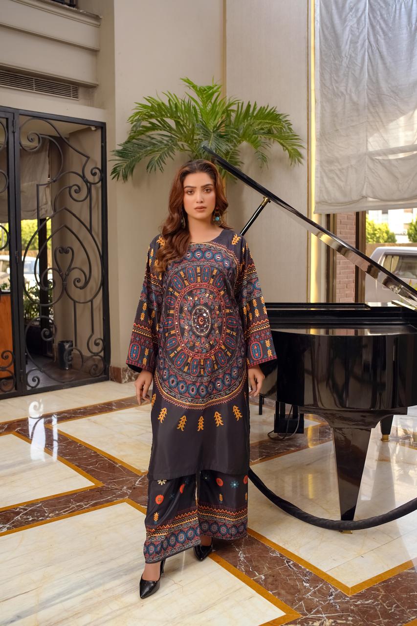 Khadi Black (Digital 2Pcs Stitched)