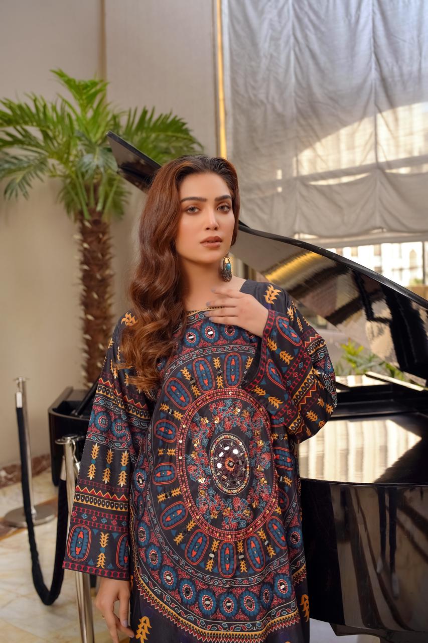 Khadi Black (Digital 2Pcs Stitched)